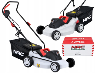 Elektrická kosačka s košom. Motor s výkonom 1500 W. Pracovná šírka 37 cm
